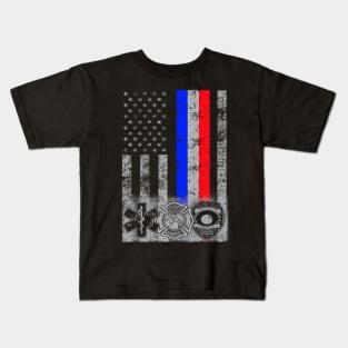 Fire Police Emt Responder Flag Kids T-Shirt